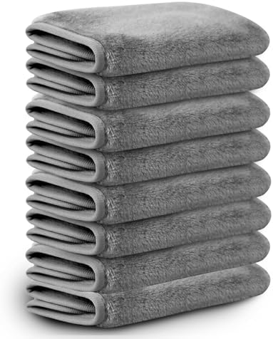 Nugilla Makeup Remover Cloths, 8 Packs Makeup Remover Towels Reusable Face Wash Cloth, Soft Microfiber Face Cloth for Women(Cool Grey)