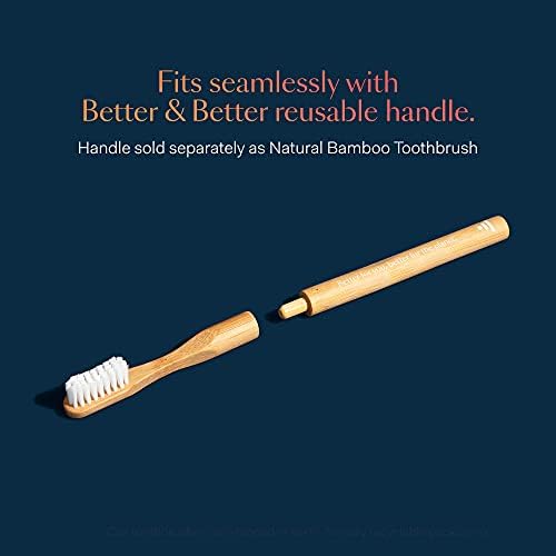 Better & Better Manual Bamboo Toothbrush Head Refill | Soft Bristles | Replaceable Brush Head Only | Eco-Friendly, Zero Plastic | Adult Size, Does not fit Sonic Electric Toothbrush