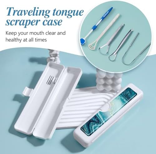 Toothbrush Travel Case - Colorful Pattern, Holder and Covers for Toothbrushes, Includes Tongue Scraper Case
