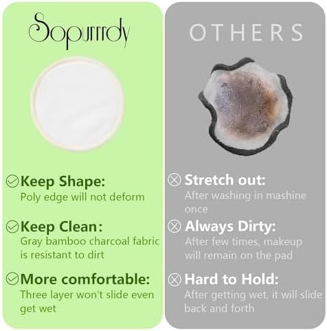 Reusable Cotton Rounds, 100% Natural Bamboo Cotton Pads for Face|Reusable Makeup Remover Pads with Laundry Bag,Headband and Cotton Round Holder (Beige)