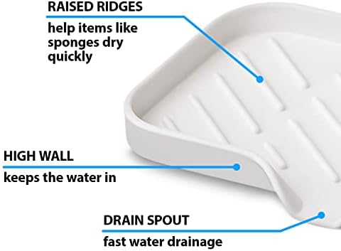 1 Pc Cream Silicone Sponge Holder | Sink Tray for Dish Sponges and Soap Organization | 9.45 x 5.51