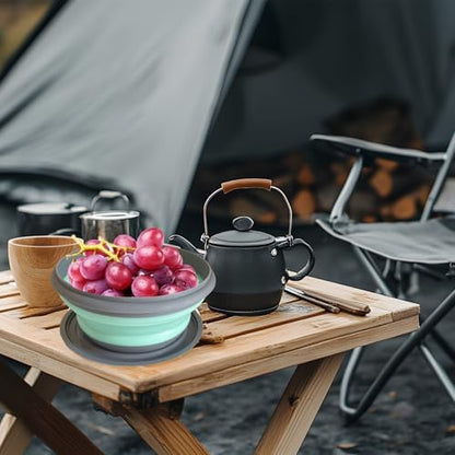 Collapsible Camping Bowl with Lid, Foldable Food Container