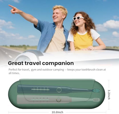 Silicone Electric Toothbrush Travel Case, Manual Toothbrush Travel Cover for Men and Women,Toothbrush for Travel,Gym and More, Fits Most Manual and Electric Toothbrushes - Midnight Green