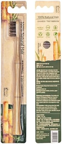 Natural Horsehair Bamboo Handle Toothbrushes, No Nylon Totally Biodegradable Horse Hair and Bamboo Toothbrushes (Pack of 2)