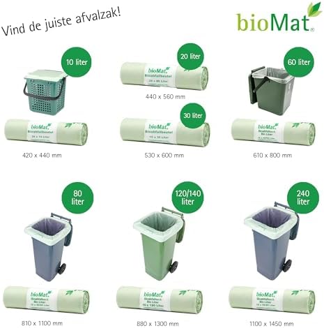 bioMat 8 Gallon Compostable Food Scrap Bags, 20 Count