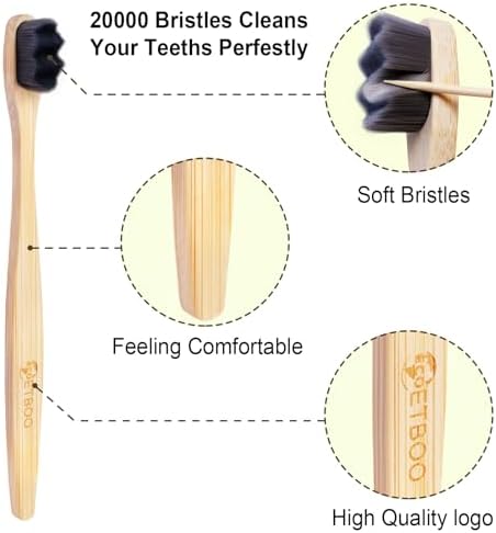 Extra Soft Bristles Bamboo Toothbrushes 10Pack
