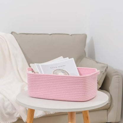 CubesLand Cube Storage Organizer Basket Bin, Cotton Rope Shelves Basket