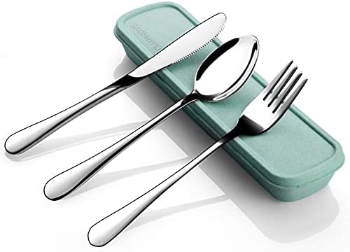 SAOSHYPEI Portable Cutlery Set with Case, 4-Piece Stainless Steel, Silver