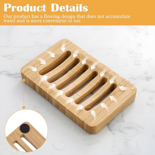 2 Pack Wood Soap Dish for Shower, Natural Wooden Bar Soap Holder
