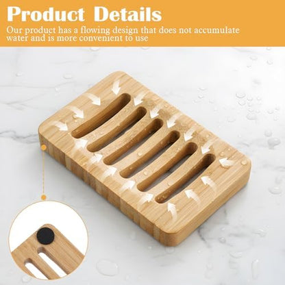 2 Pack Wood Soap Dish for Shower, Natural Wooden Bar Soap Holder