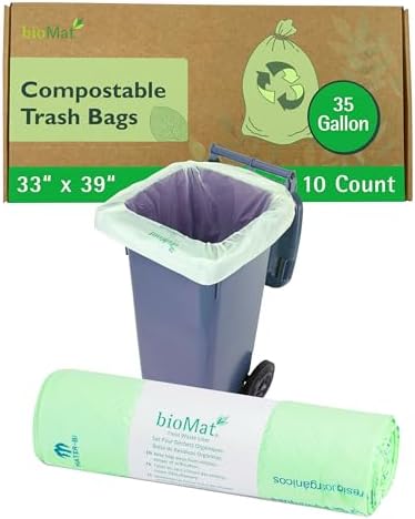 bioMat 33-35 Gallon Compostable Food Scrap Bags, 10 Count
