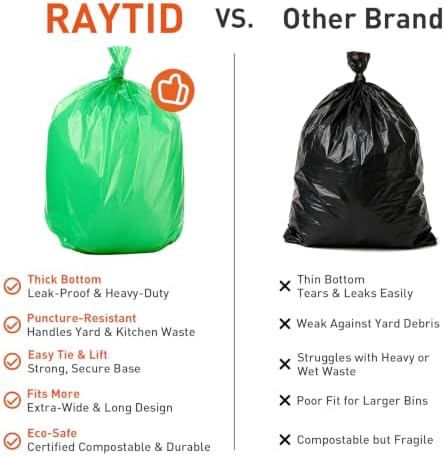 Compostable Trash Bags 23 gallon Large Garbage Bags,20 Count, Fits13-25 gallon trash can, Extra Strong and Durable,Compostable Lawn & Leaf Yard Waste bags,ASTM D6400,Bpi &OK compost HOME certified