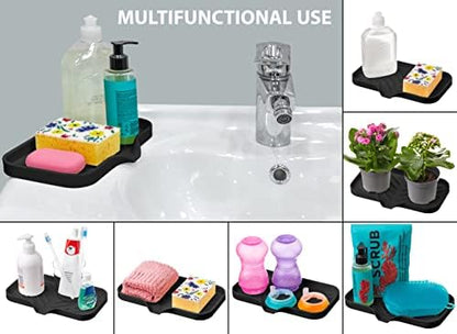 Multi-Functional Black Soap Holder - Soap Bar & Sponge Holder, Space-Saving Sink Caddy - Organize Your Kitchen!