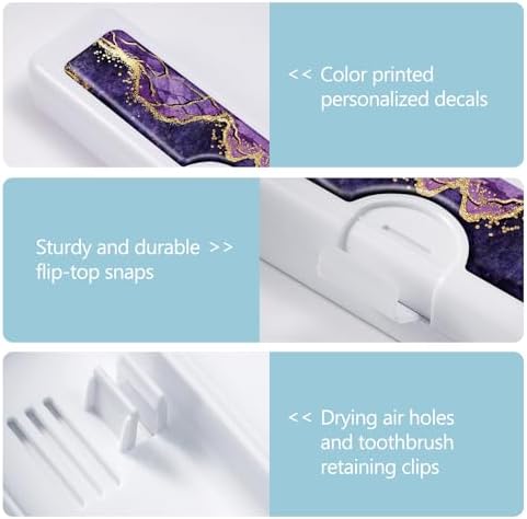 Toothbrush Travel Case - Colorful Pattern, Holder and Covers for Toothbrushes, Includes Tongue Scraper Case