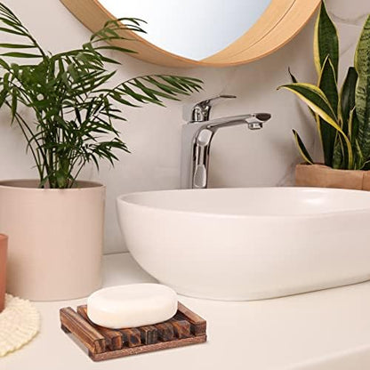 Skylety 50 Pieces Wooden Shower Soap Dish Bulk Soap Holder, Brown Color