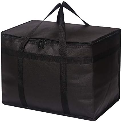 DIOMMELL XL Insulated Reusable Grocery Bags with Sturdy Zipper Reinforced Bottom & Handles, Foldable Washable Heavy Duty Cooler Totes for Hot or Cold Food Delivery, Groceries, Travel, Shopping