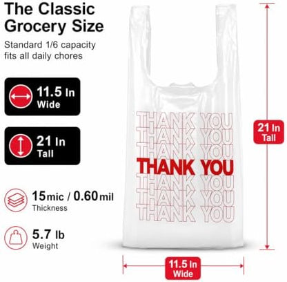 TashiBox 300Ct Plastic Bags，thank you bags,Shopping bags