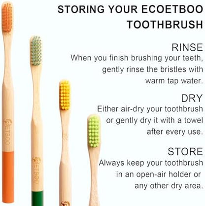 10 Pack Soft Bristles Bamboo Toothbrushes, Plastic Free Toothbrush