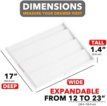 SpaceAid Bamboo White Spice Drawer Organizer, (Need 3" Deep Drawer) Expandable 4 Tier Spices Rack for Cabinet, Kitchen Seasoning Storage Insert (Jars Not Included, From 12" to 23" Wide)