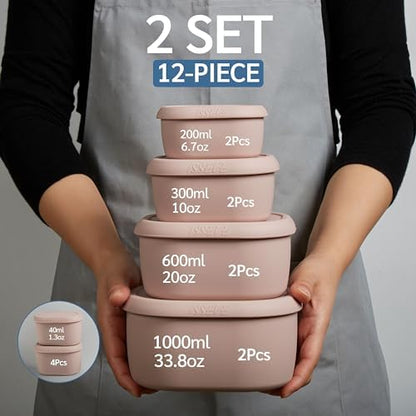 ISSEVE 12Pcs/Set Nesting Silicone Food Storage Containers with Lids