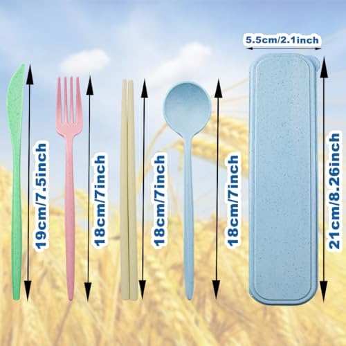 ELANE 4 Sets Reusable Travel Utensils Set with Case,Camping Cutlery Set Reusable Cutlery Set with Case,Utensil Sets for Lunch Picnic Daily Use Outdoor