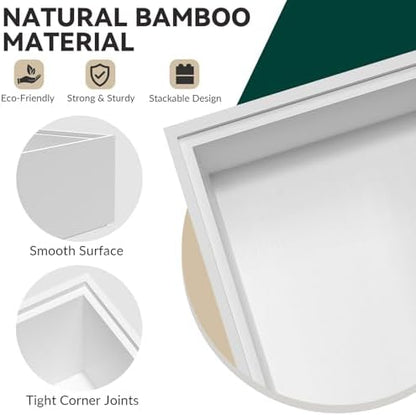 Lixple Bamboo Kitchen Drawer Organizer, 2 Pack, 12" x 6" x 2", White