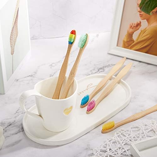Boao 40 Pieces Bamboo Toothbrushes Charcoal Toothbrush Bamboo Toothbrushes with BPA-Free Nylon Bristles(Multi-Color)