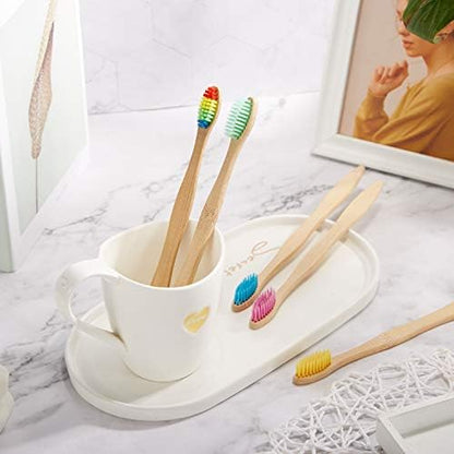 Boao 40 Pieces Bamboo Toothbrushes Charcoal Toothbrush Bamboo Toothbrushes with BPA-Free Nylon Bristles(Multi-Color)