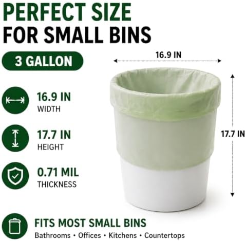 OrangeBio 3 Gallon Compostable Trash Bags, 200 Count