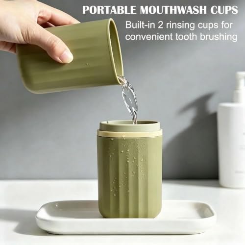 Portable Travel Toothbrush Holder: 2-in-1 Dustproof Toothbrush Travel Case with Rinse Cup, Travel Toothbrush & Toothpaste Containers for Camping, Hiking, School, Business Trip