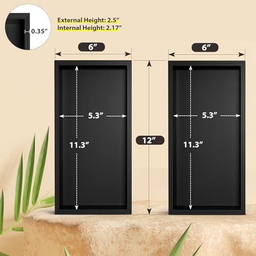Bamboo Kitchen Drawer Organizer, 2-Pack, 12" x 6" x 2.5"，Black