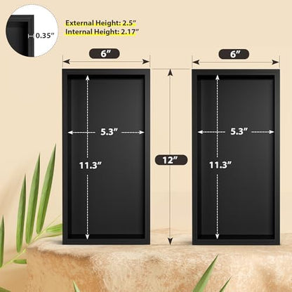 Bamboo Kitchen Drawer Organizer, 2-Pack, 12" x 6" x 2.5"，Black