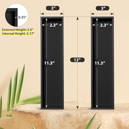 Bamboo Kitchen Drawer Organizer, 2-Pack, 12" x 3" x 2.5"，Black