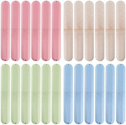 Hedume 28 Pack Travel Toothbrush Case, Portable Dust-proof Breathable Toothbrush Holder for Travel, Business, Home, Camping, School (4 Colors)