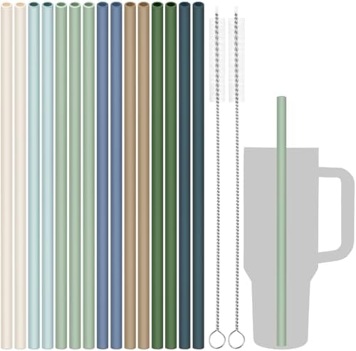 Tomorotec 15PCS Silicone Drinking Straws Fit for Stanley 40oz 30oz Tumbler