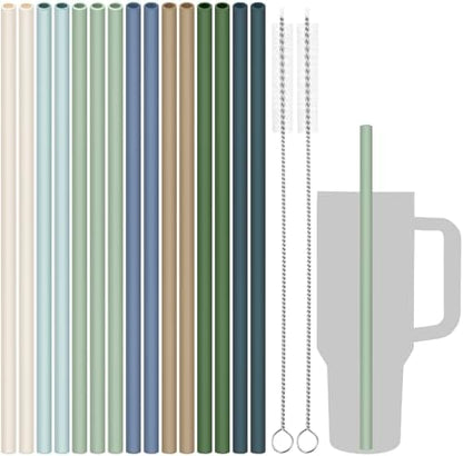 Tomorotec 15PCS Silicone Drinking Straws Fit for Stanley 40oz 30oz Tumbler