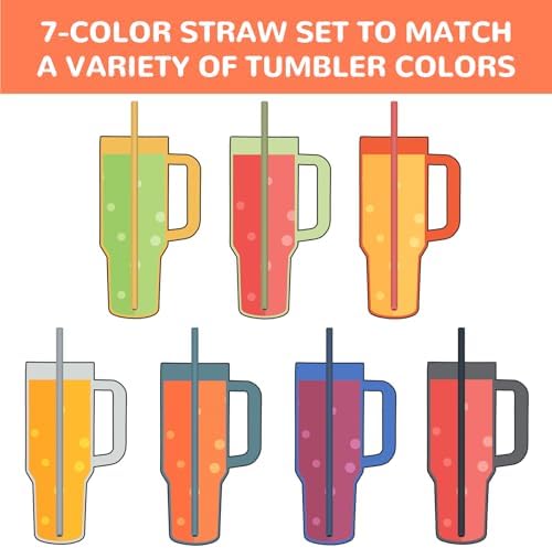 Tomorotec 7PCS Silicone Drinking Straws Fit for Stanley 40 oz 30 oz Tumbler