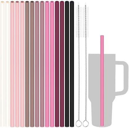 Tomorotec 15PCS Silicone Drinking Straws Fit for Stanley 40oz 30oz Tumbler