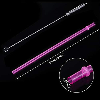 50 Pcs Reusable Glitter Straws 9 in 6 Colors Clear Plastic Drinking Straw