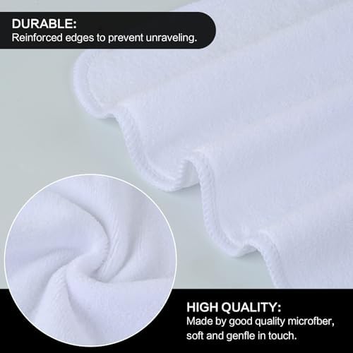 Microfiber Facial Cloths Fast Drying Washcloth 12inch x 12inch White 20 pack