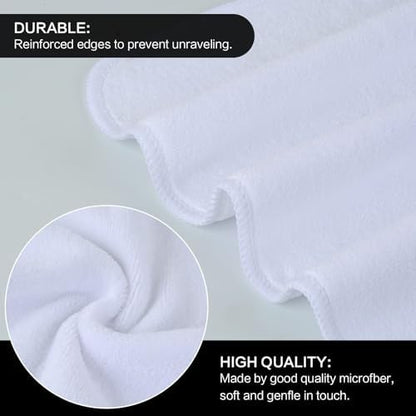 Microfiber Facial Cloths Fast Drying Washcloth 12inch x 12inch White 20 pack