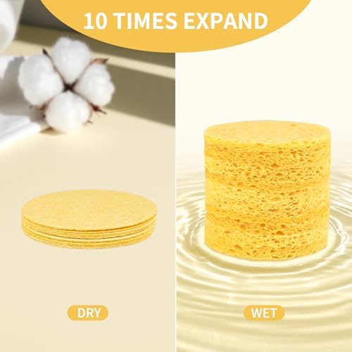 100-Count Compressed Facial Sponges, Yellow