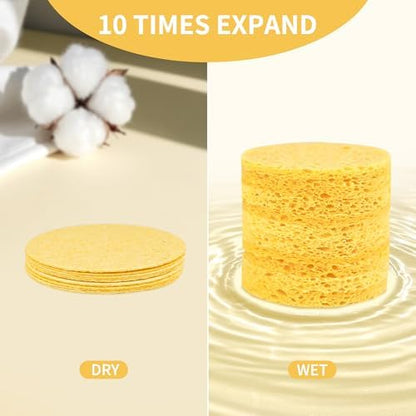 100-Count Compressed Facial Sponges, Yellow