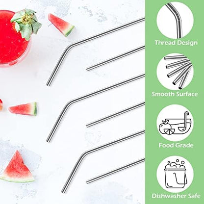 Besteek Home 6 Pcs Reusable Stainless Steel Metal Straws & Cleaning Brush