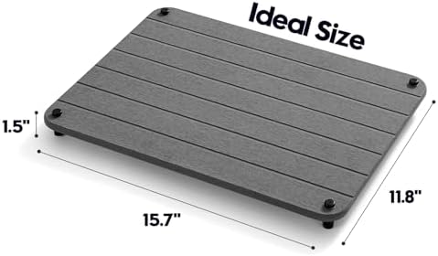 Razborci Stone Dish Drying Mat for Kitchen Counter, Water Absorbing Bathroom Tray Sink Organizer, Diatomaceous Earth Countertop Dish Rack Riser Sponge Holder Soap Dish, Dark Gray, 16" x 12"