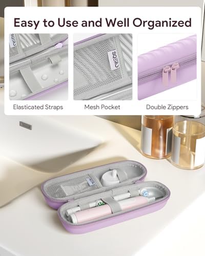 SQERO Electric Toothbrush Case for Oral-B Pro/iO/Philips Sonicare, Waterproof Traveling Toothbrush Storage Bag with Mesh Pocket Covers Protection