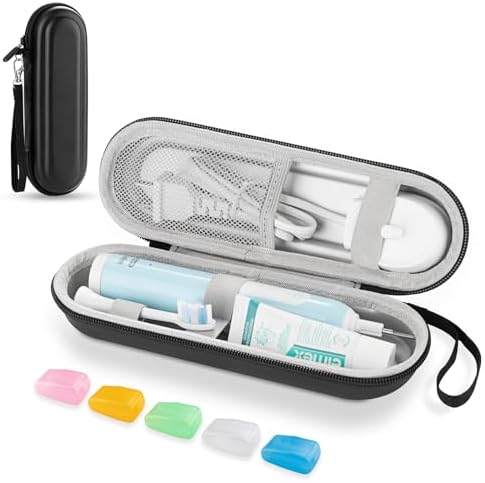 Toothbrush Travel Case for Oral B/Oral-B Pro 1000 1500 5000 7000 & Philips Sonicare 4100 1100 5300 5100 6100/iO Electric Toothbrush, Hard Protective Storage Bag (Black case with toothbrush cap)