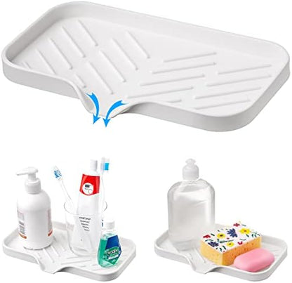 1 Pc Cream Silicone Sponge Holder | Sink Tray for Dish Sponges and Soap Organization | 9.45 x 5.51