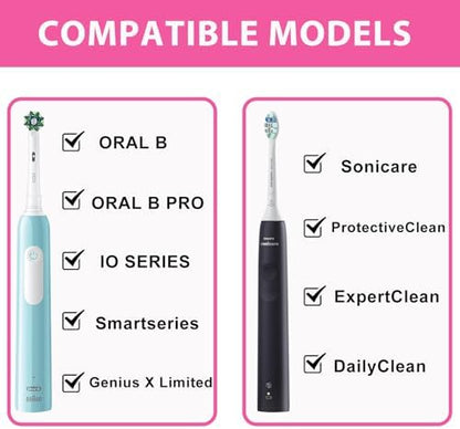 Toothbrush Travel Case for Oral B/Oral-B Pro 1000 1500 5000 7000 & Philips Sonicare 4100 1100 5300 5100 6100/iO Electric Toothbrush, Hard Protective Storage Bag (Pink)