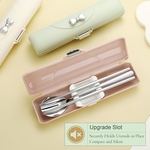 DEVICO Travel Silverware Set with Case,Portable Lunch Utensils Set for Work